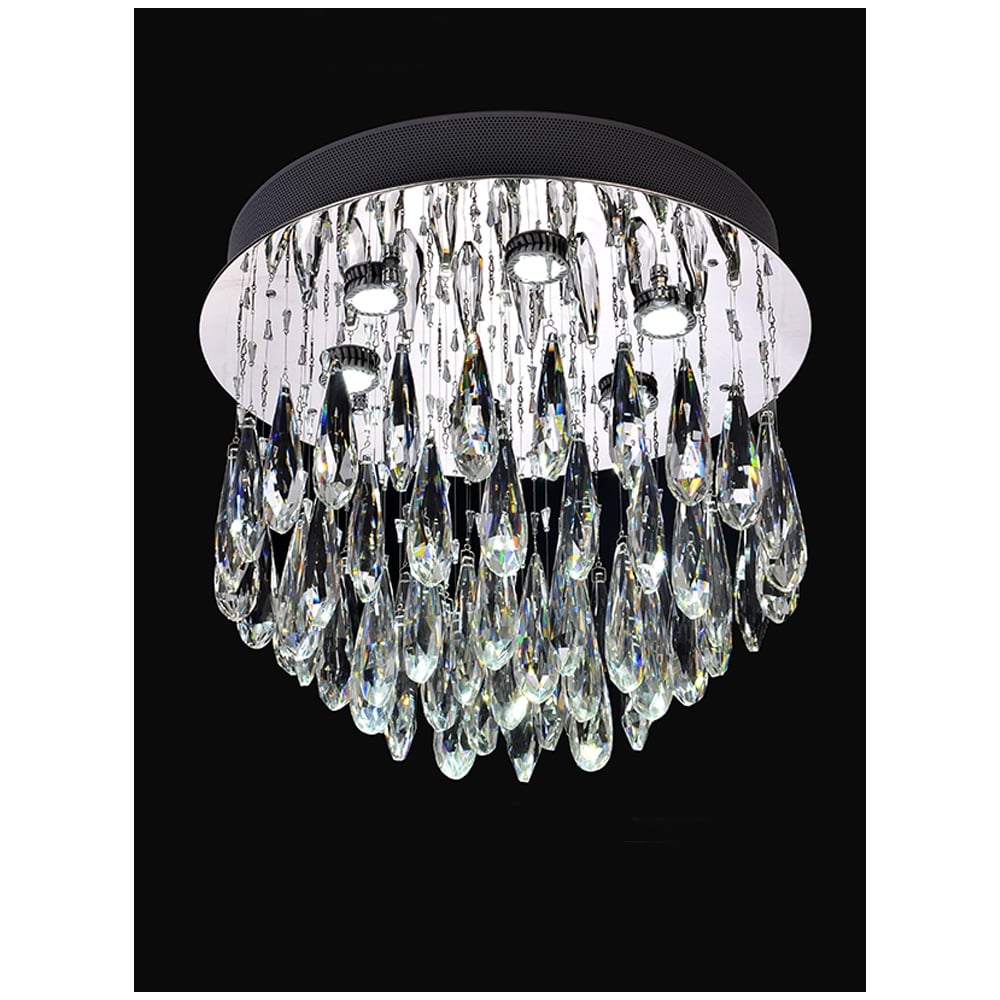 Glint 6 Light LED Crystal Ceiling Flush Fitting In Chrome Finish F2321/6