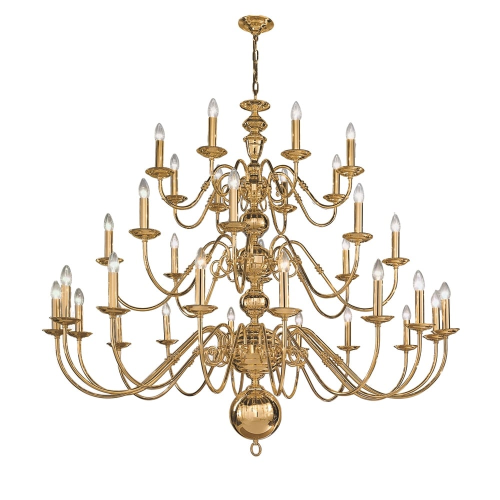 Delft 32 Light Large Polished Brass Chandelier - CO41732PB