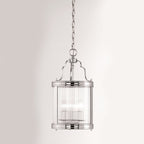 Ceiling Pendant Fitting In Chrome Finish With Clear Ribbed Glass
