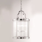8 Light Ceiling Lantern Pendant In Chrome With Clear Reeded Glass Panels