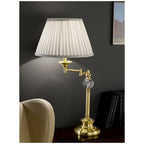 Swing-Arm Table Lamp In Satin Brass Finish With Cream Pleated Shade