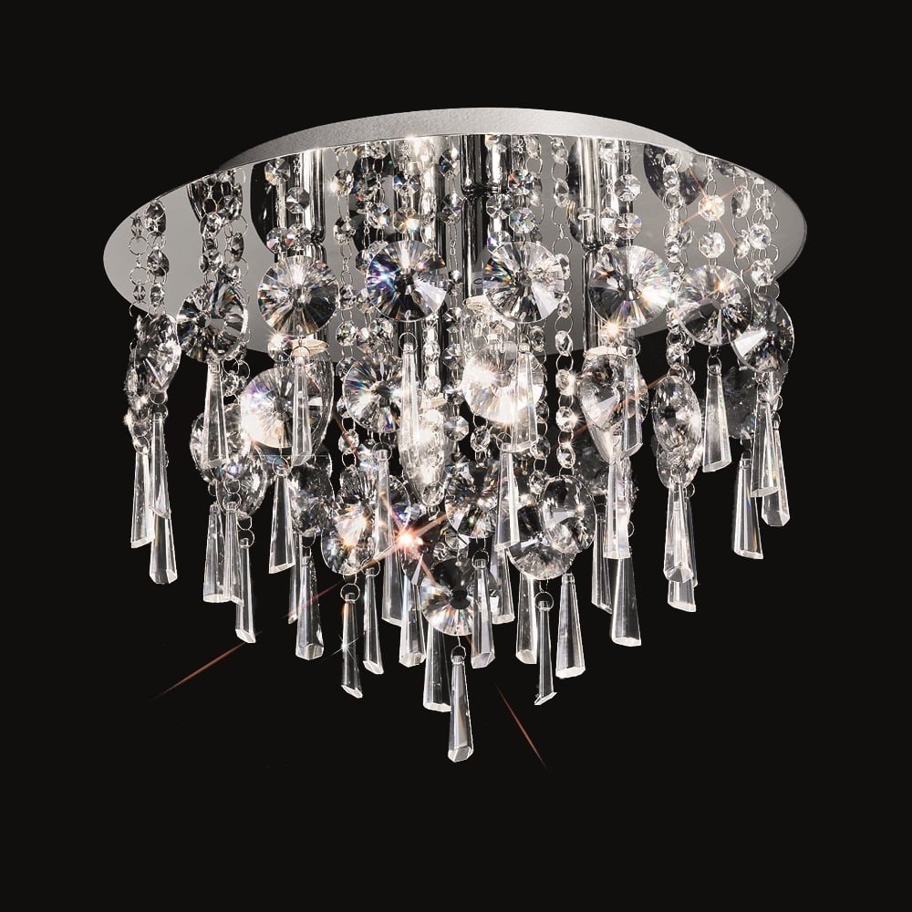 Round 4 Light Crystal Bathroom Flush Ceiling Light CF5719