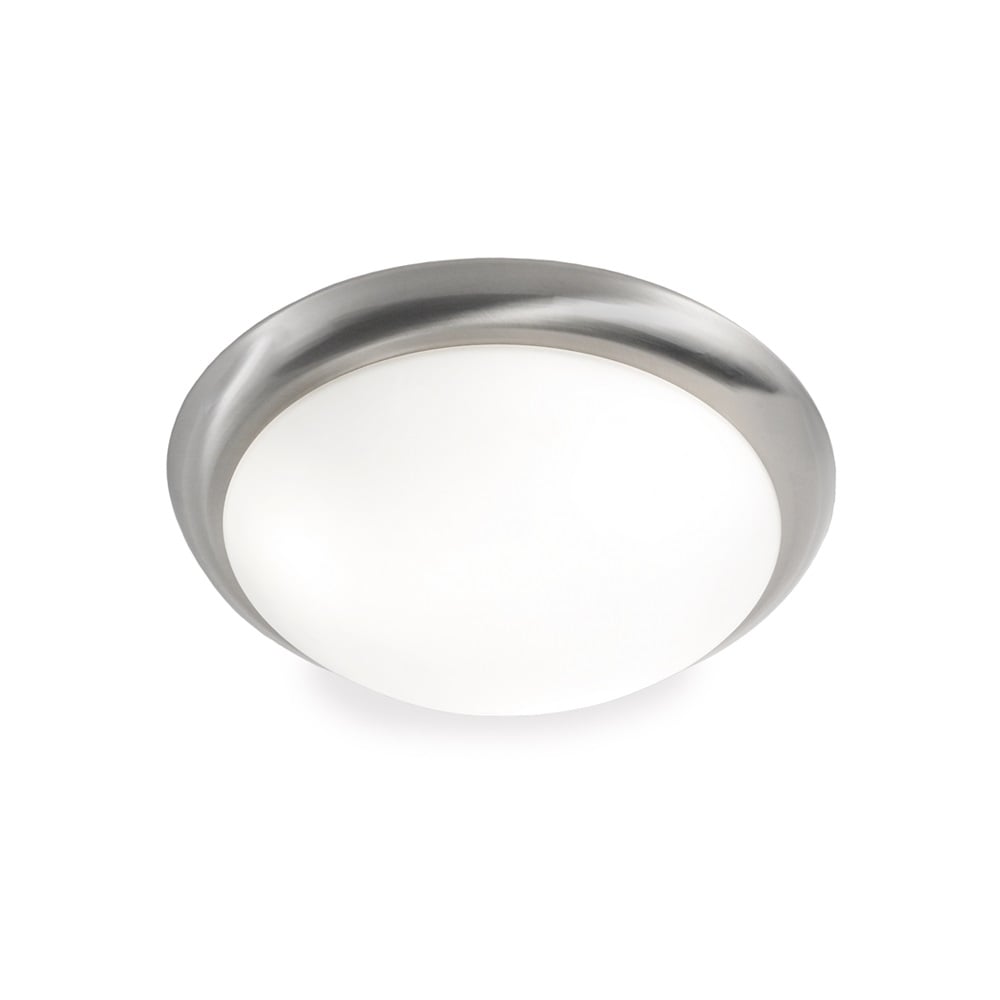 Small Flush Ceiling Light In Satin Nickel Finish With Matt White Glass CF5760