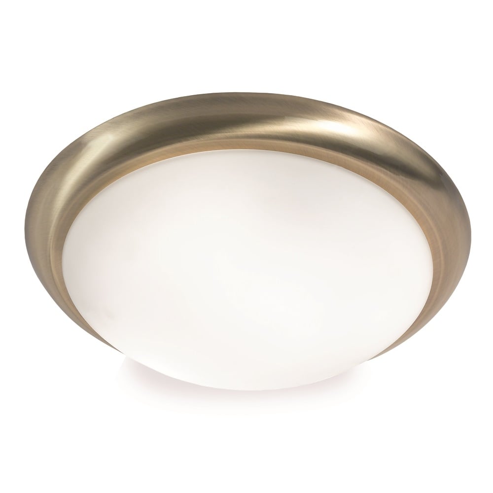 Large Flush Ceiling Light In Bronze Finish With Matt White Glass CF5743