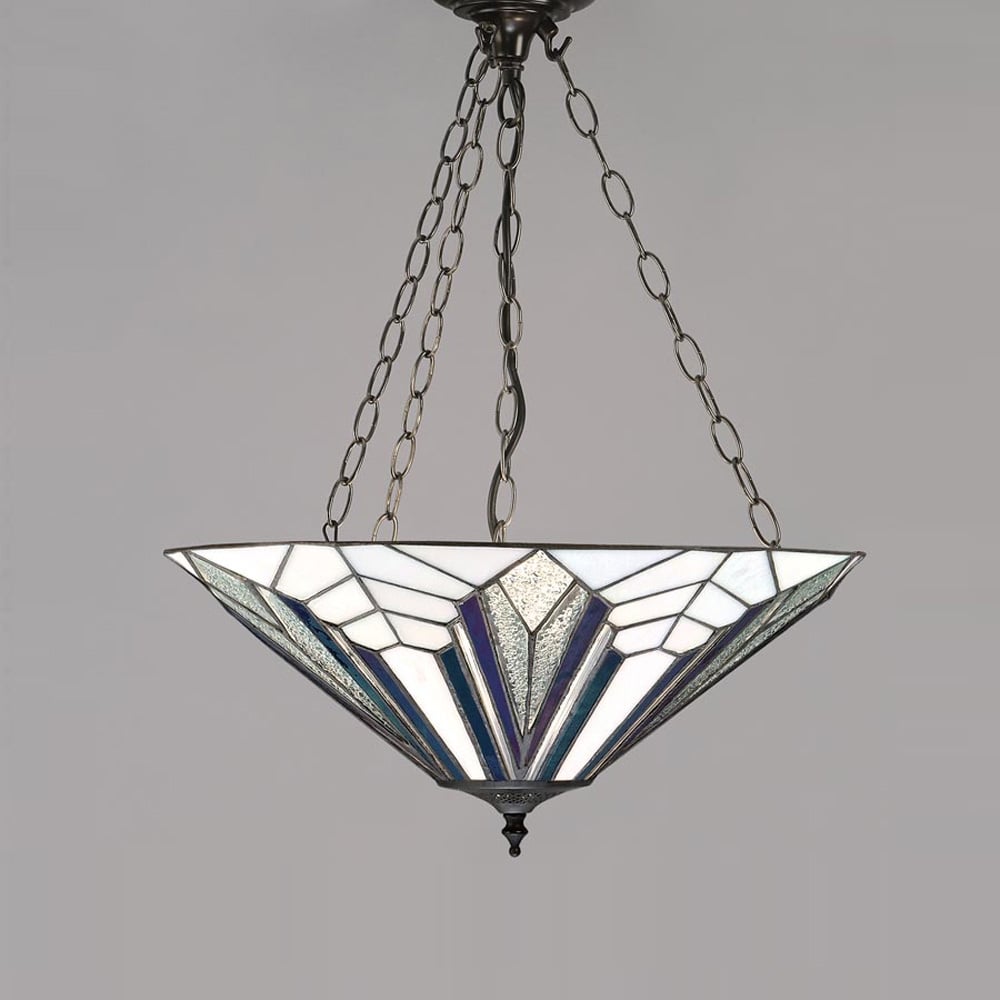 Astoria Tiffany Large Inverted Ceiling Pendant Light In Art Deco Style 63936