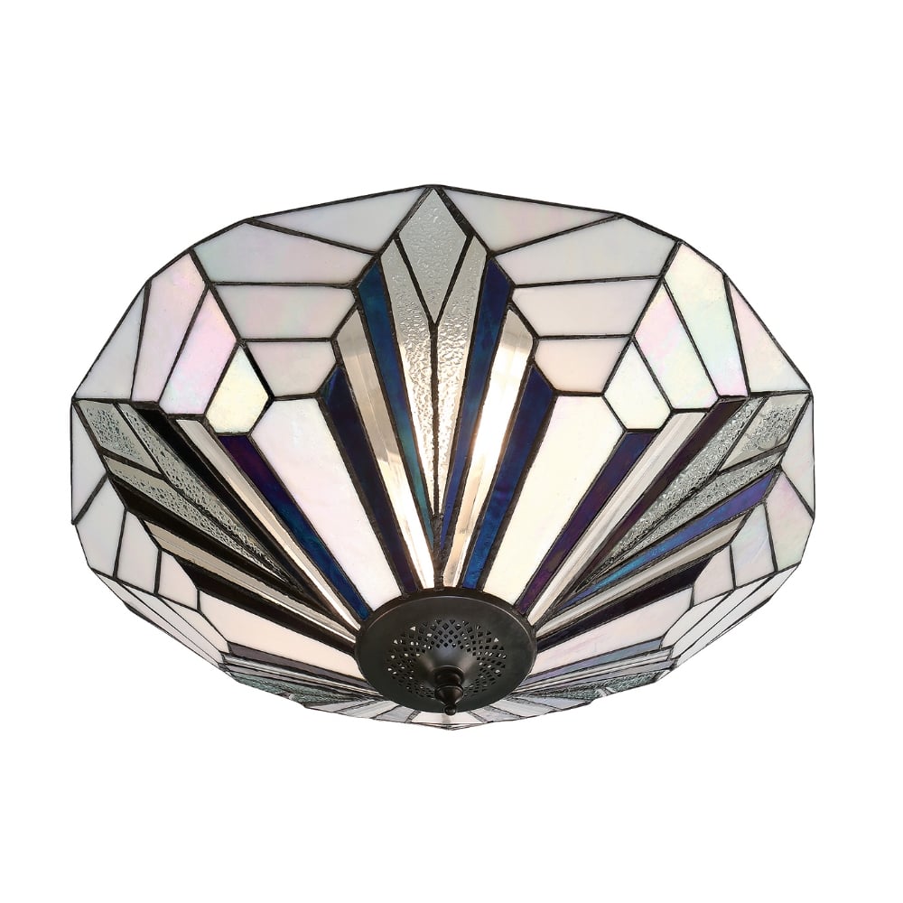 Astoria Tiffany Large Flush Ceiling Light In Art Deco Style 63935