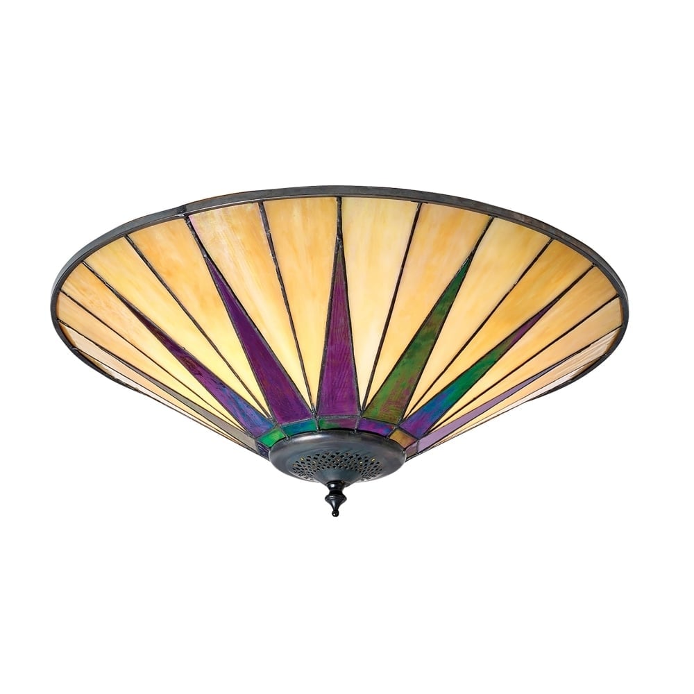 Dark Star Tiffany Pearly Cream Glass Large Flush Ceiling Light 70240