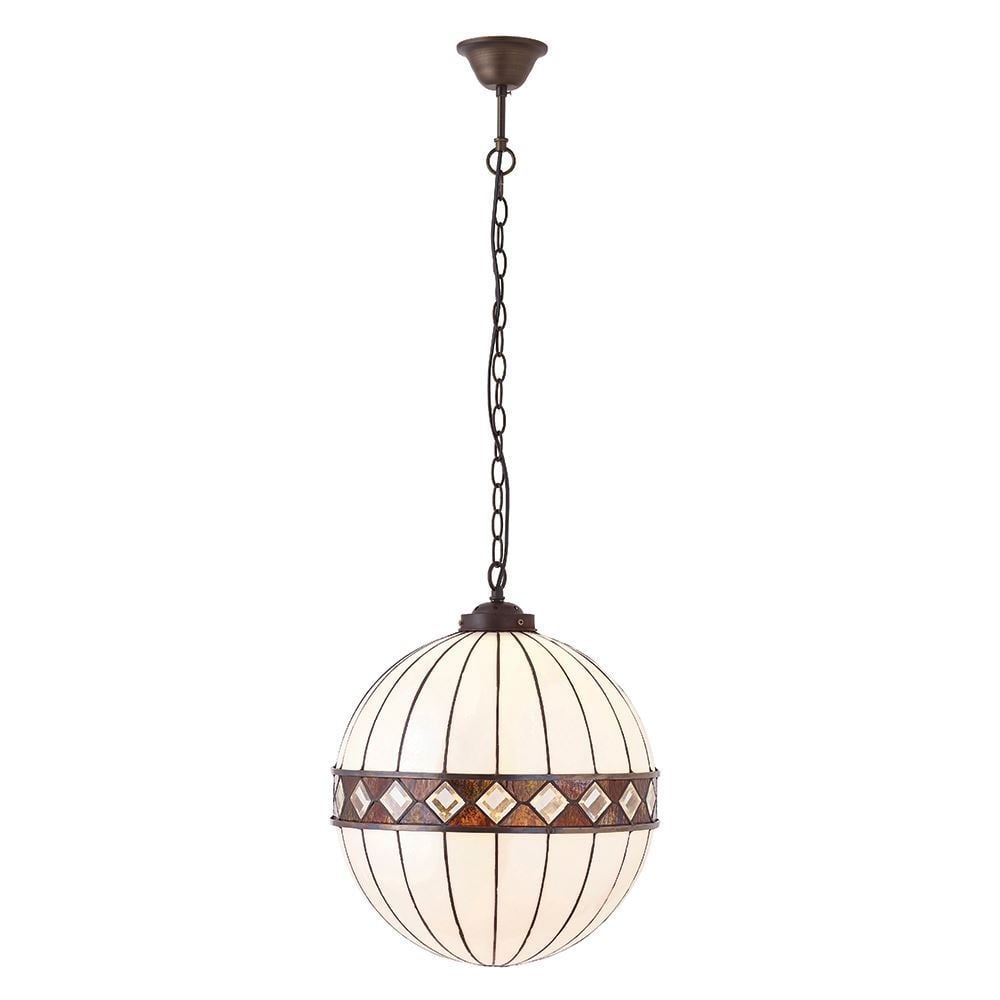 Fargo Tiffany Medium Globe Ceiling Pendant Light In Art Deco Style 67045