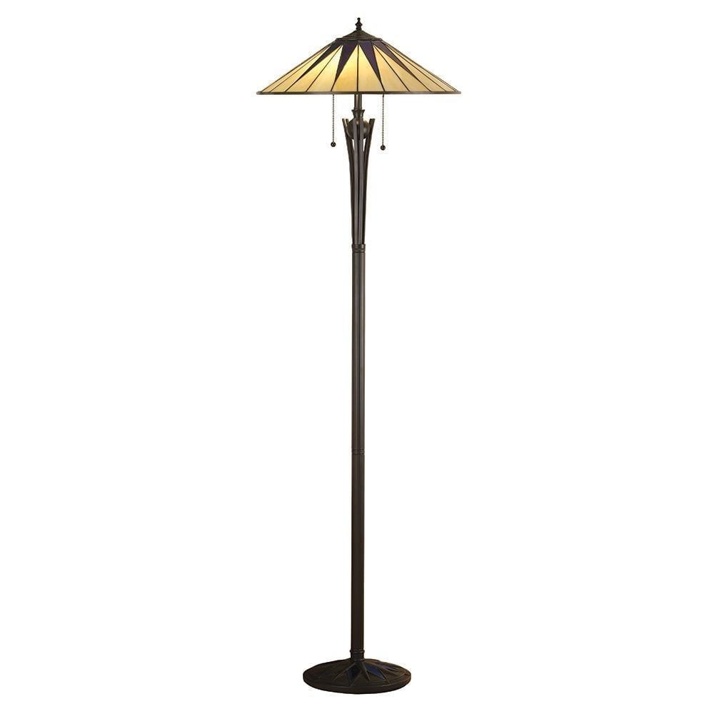 Dark Star Tiffany Pearly Cream Glass 2 Light Floor Lamp 64041