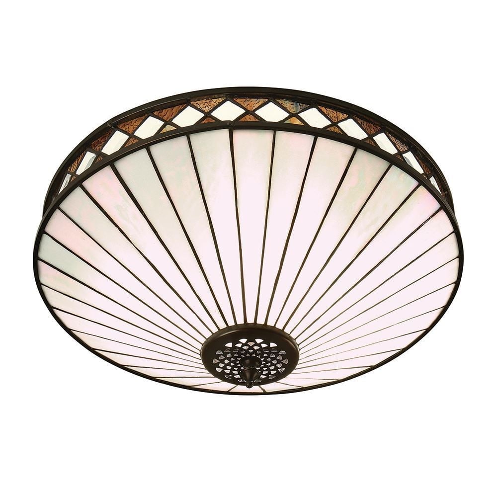 Fargo Tiffany Medium Flush Ceiling Light In Art Deco Style 64145