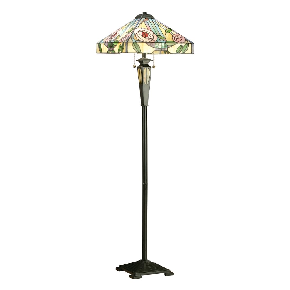 Willow Tiffany 2 Light Floor Lamp With Subtle Coloured Glass 64383