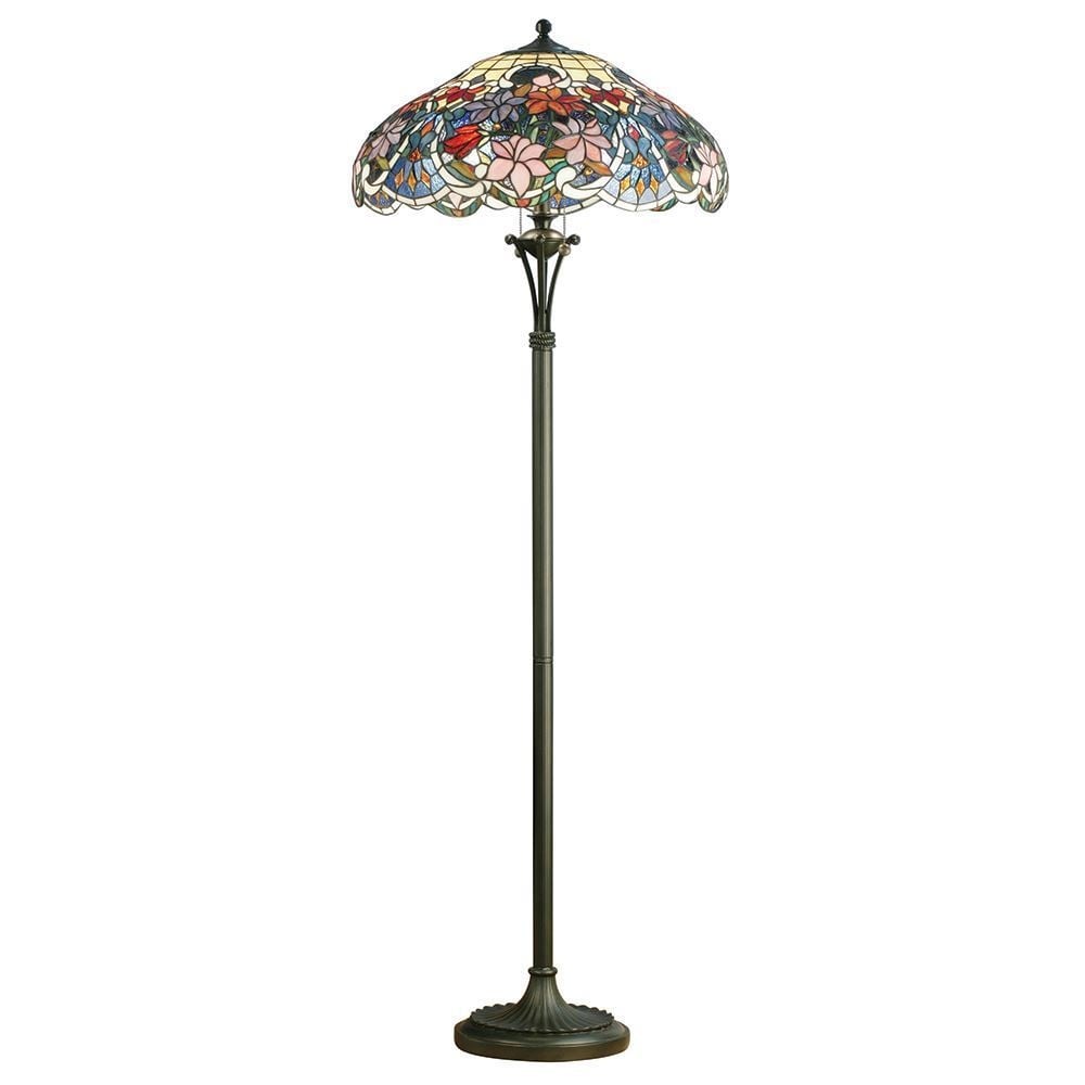 Sullivan Tiffany Floor Lamp With Richly Coloured Floral Design 64323