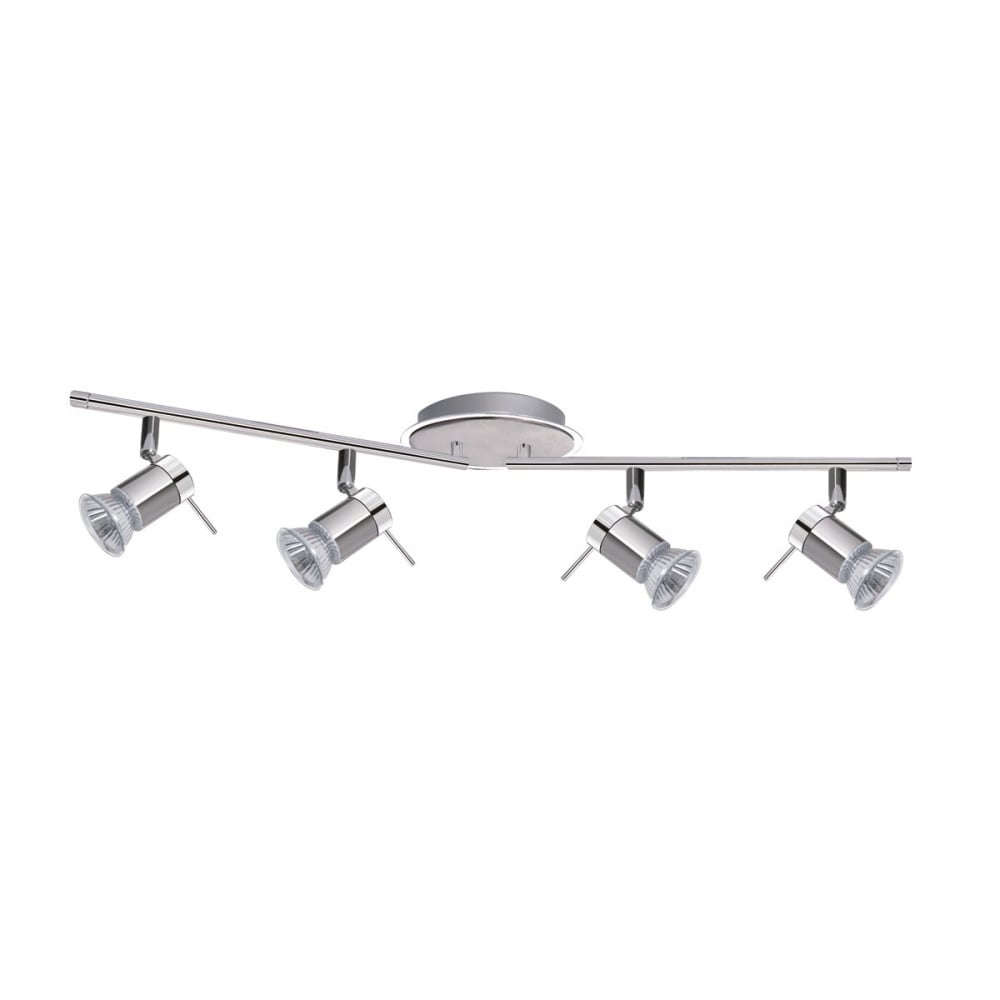 Contemporary 4 Light Ceiling Bar Light In Chrome And Satin Silver Finish 7444CC-LED