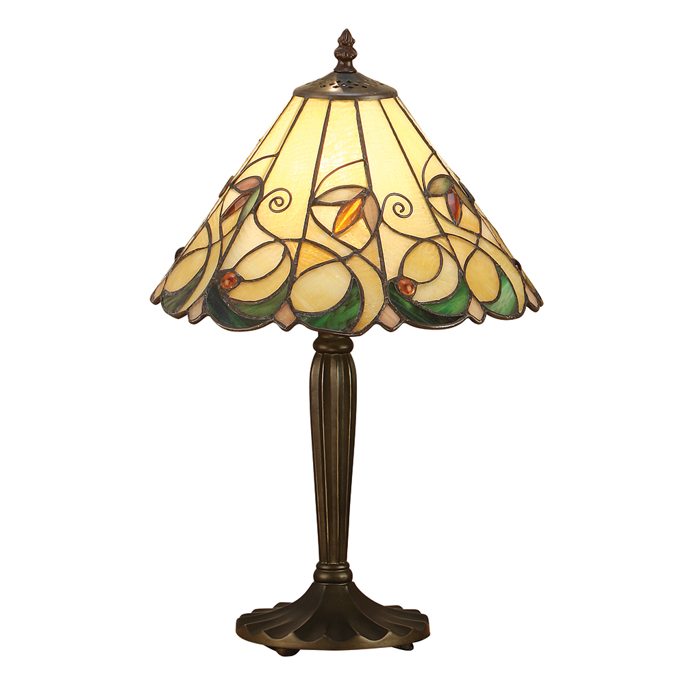 Jamelia Tiffany Small Table Lamp With Amber Glass Beads 64195