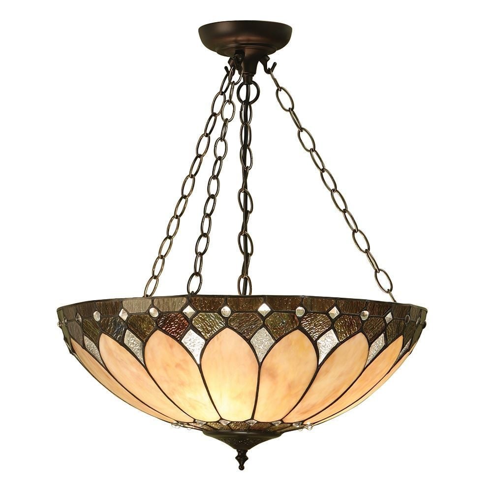 Brooklyn Tiffany Large Inverted Ceiling Pendant Light With Rich Cream Art Glass 63976