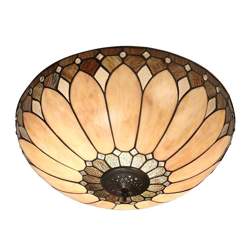 Brooklyn Tiffany Large Flush Ceiling Light With Rich Cream Art Glass 63973