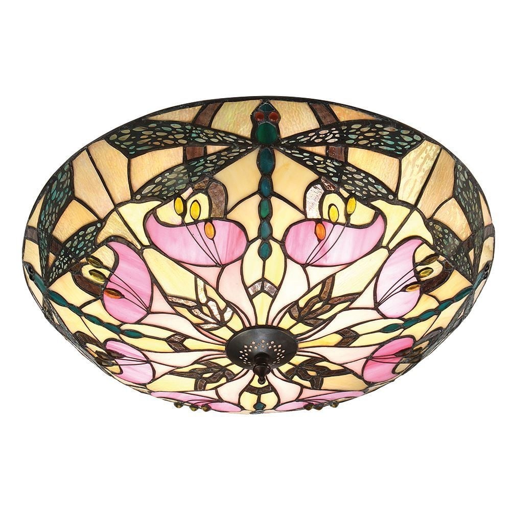 Ashton Tiffany Large Flush Ceiling Light In Art Nouveau Style 63922