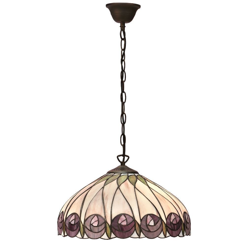 Hutchinson Tiffany Medium Ceiling Pendant With Rose Design 64176