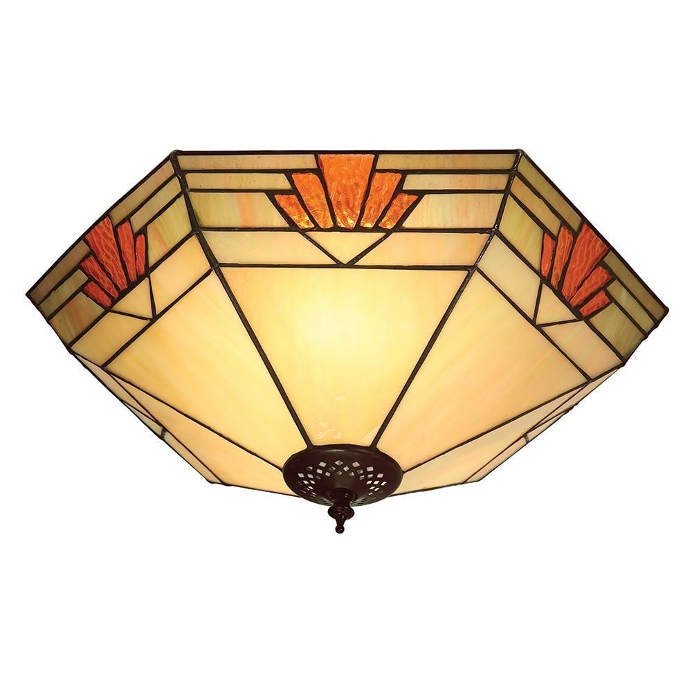 Nevada Tiffany Ceiling Flush Light In Art Deco Style 64284