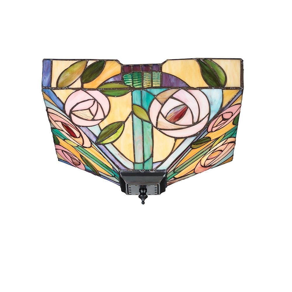 Willow Tiffany Medium Flush Ceiling Light With Subtle Coloured Glass 70699
