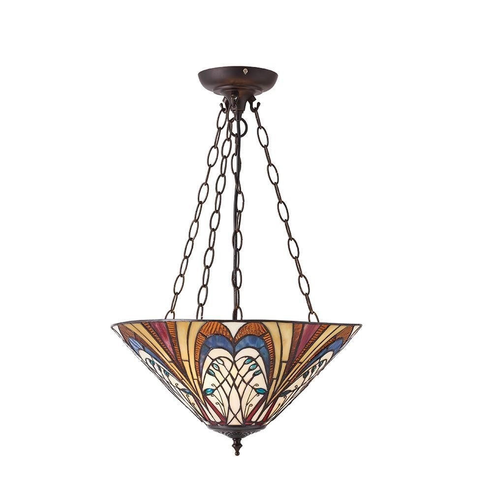 Hector Tiffany Medium Inverted Ceiling Pendant Light In Art Nouveau Style 70750
