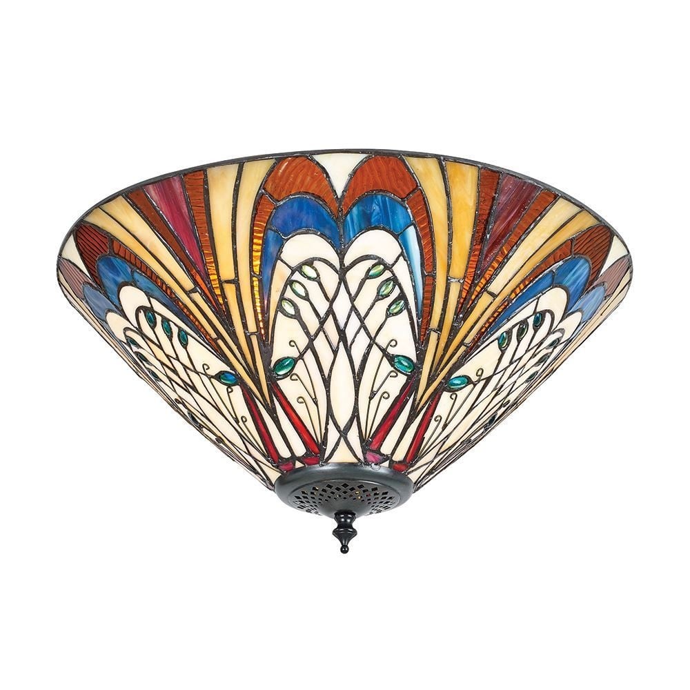 Hector Tiffany Medium Flush Ceiling Light In Art Nouveau Style 70241