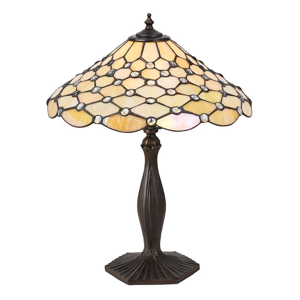 Pearl Traditional Tiffany Table Lamp With Geometric Design 64301