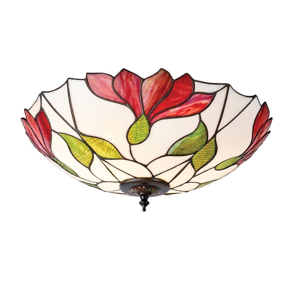 Botanica Tiffany Large Flush Ceiling Light With Floral Design 63960