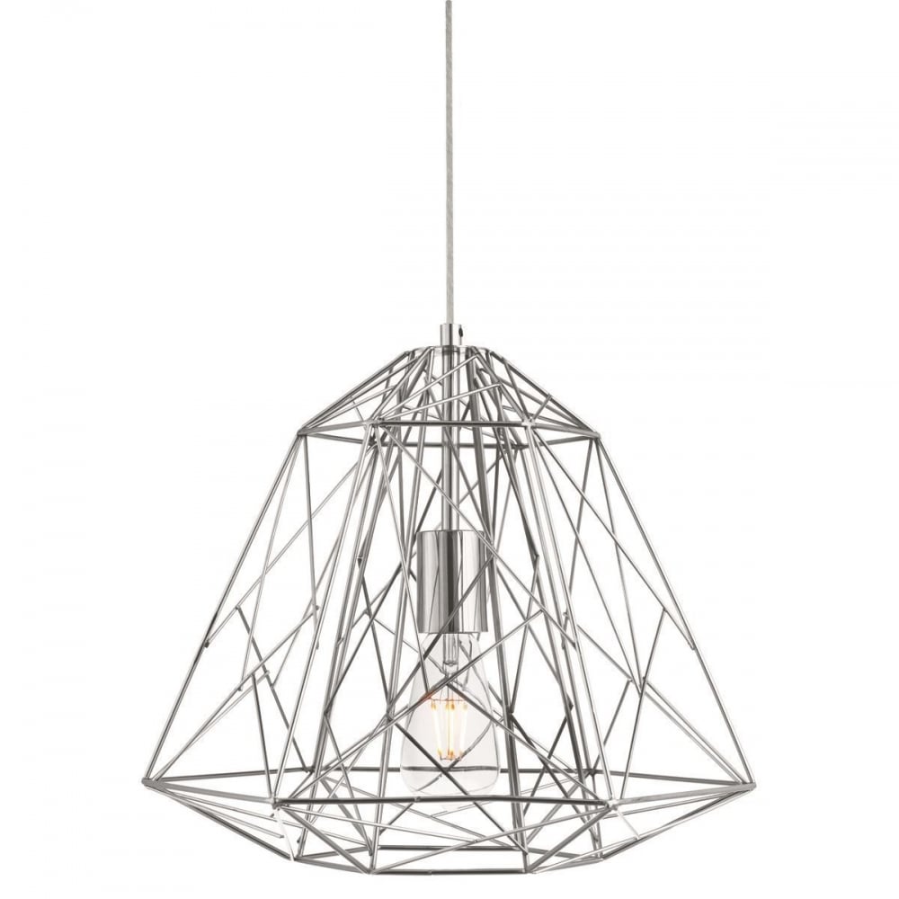 Modern Cage Ceiling Pendant Light In Chrome Finish 7271CC