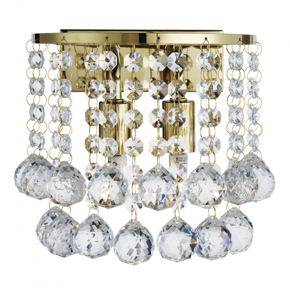 Hanna Crystal Glass Wall Light In Gold Finish 2402-2GO