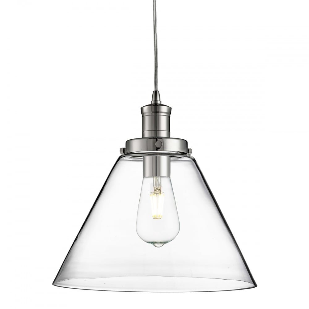 Pyramid Ceiling Pendant Light In Chrome Finish With Glass Shade 3228CC