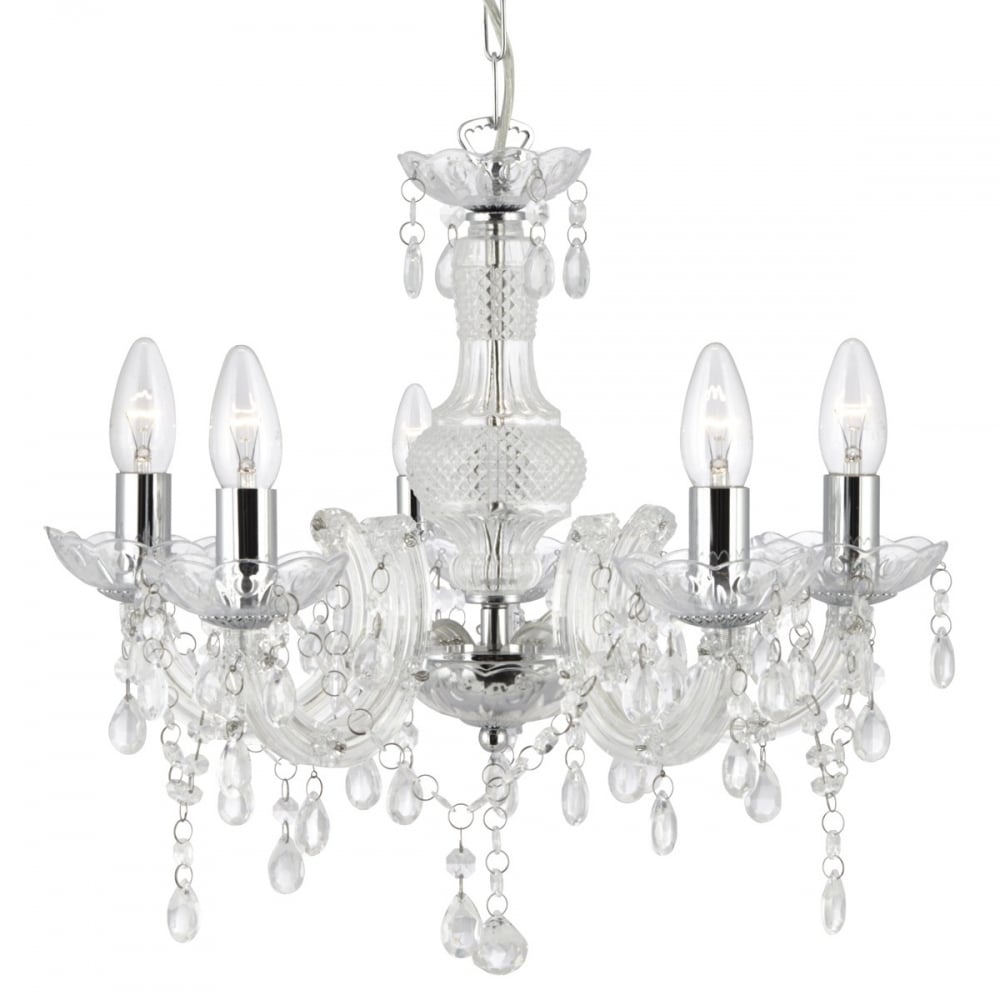 Marie Therese Ceiling Chandelier In Chrome Finish With Acrylic Glass Decoration 1455-5CL