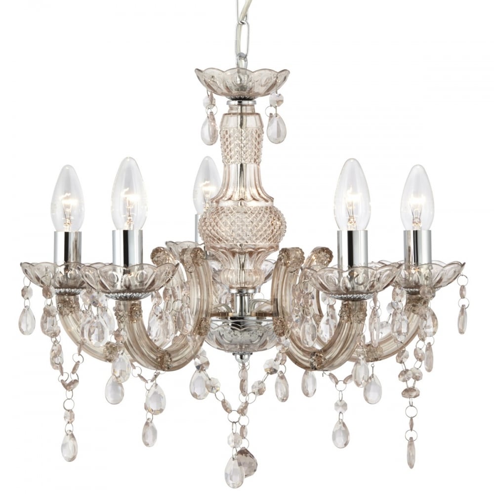Marie Therese Mink Ceiling Chandelier In Chrome Finish With Acrylic Glass Decoration 1455-5MI