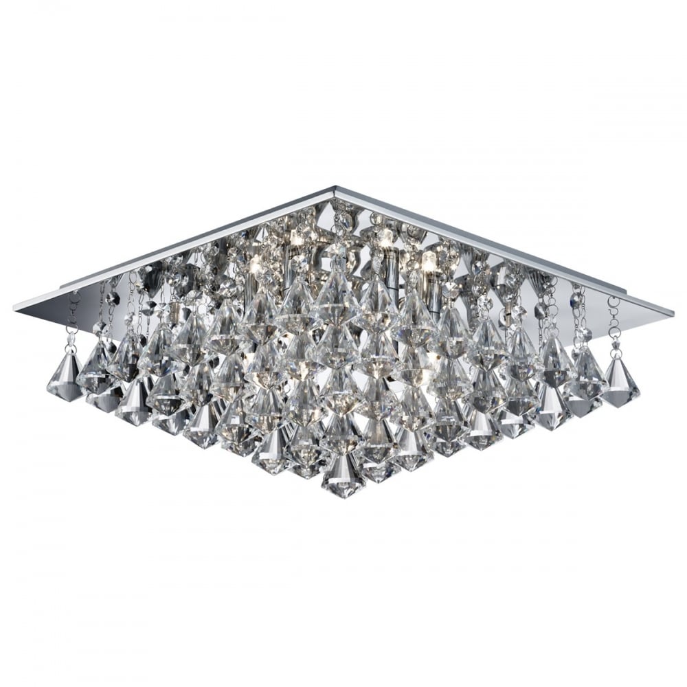 Hanna 6 Light Crystal Flush Ceiling Light In Chrome Finish 7306-6CC