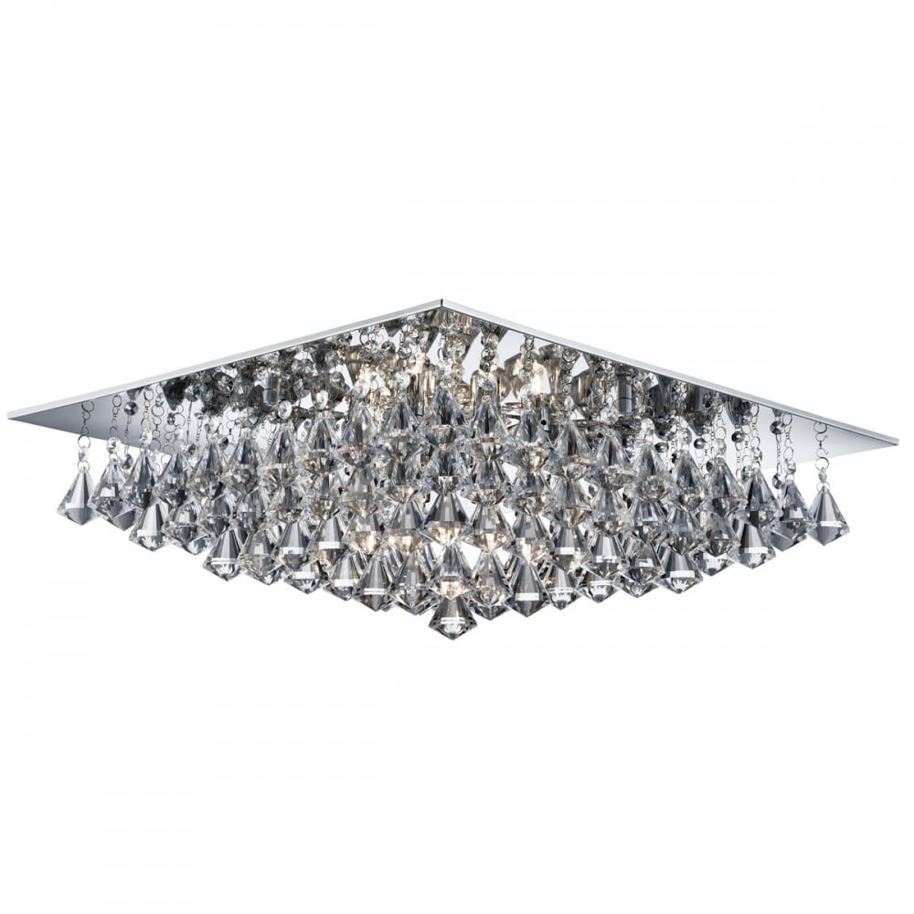 Hanna 8 Light Crystal Flush Ceiling Light In Chrome Finish 7308-8CC