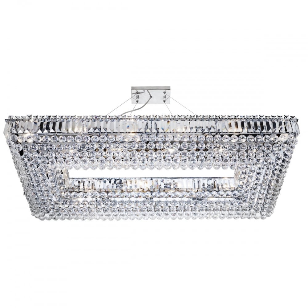 Vesuvius Stylish 24 Light Rectangular Crystal Pendant In Chrome Finish 8382CC