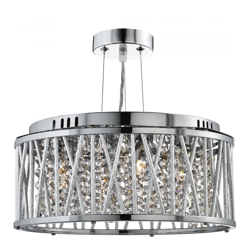 Elise 3 Light Crystal Ceiling Pendant Light In Chrome Finish 8333-3CC