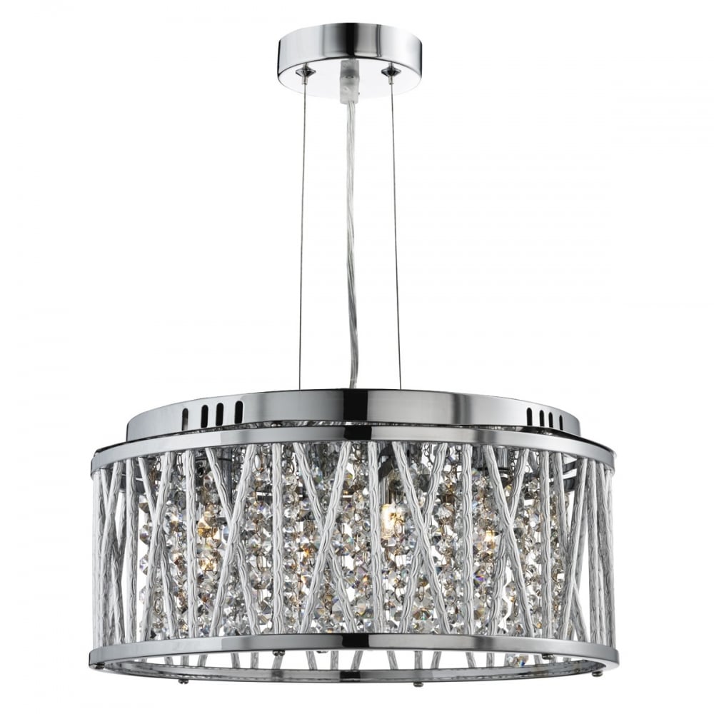 Elise 4 Light Crystal Ceiling Pendant Light In Chrome Finish 8334-4CC