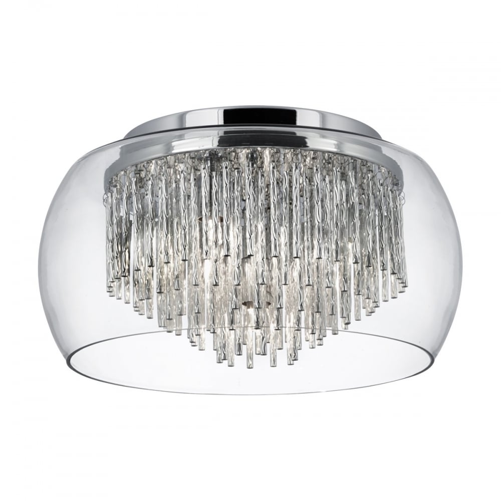 Curva 4 Light Flush Ceiling Fitting In Chrome Finish With Glass Shade 4624-4CC