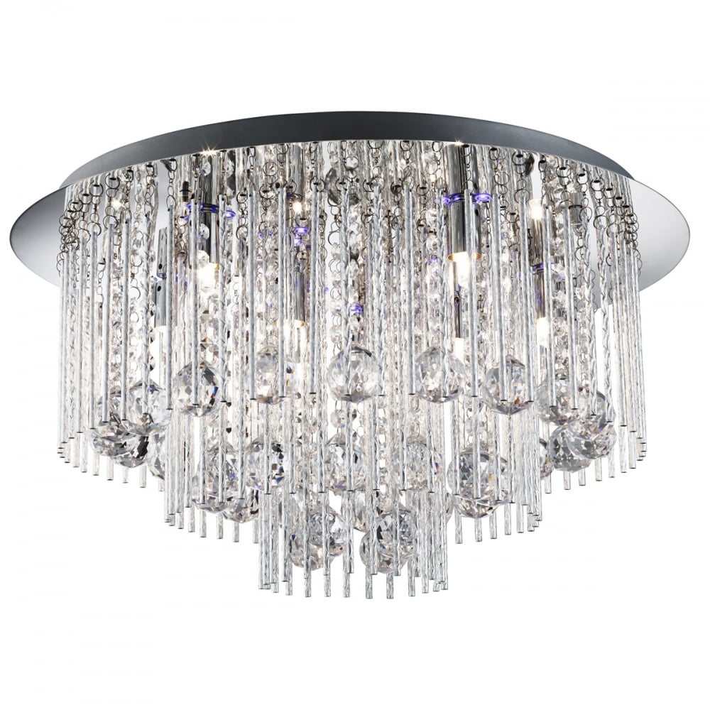 Beatrix 8 Light LED Colour Changing Crystal Ceiling Flush Fitting 9198-8CC
