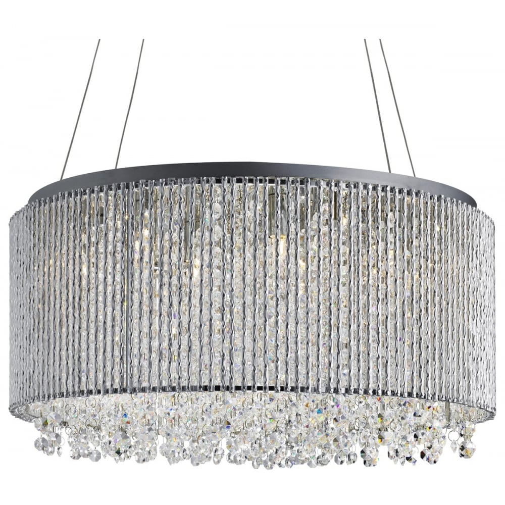 Beatty 8 Light Crystal Ceiling Pendant Fitting In Chrome Finish 4048-8CC