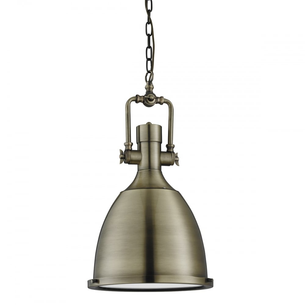 Industrial Bell Ceiling Pendant Light In Antique Brass Finish 1411AB