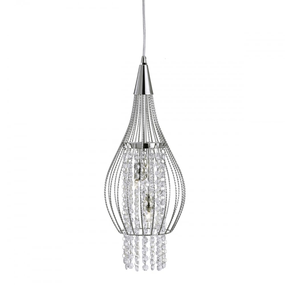 Rocket 2 Light Ceiling Pendant With Crystal Buttons 3242-2CC