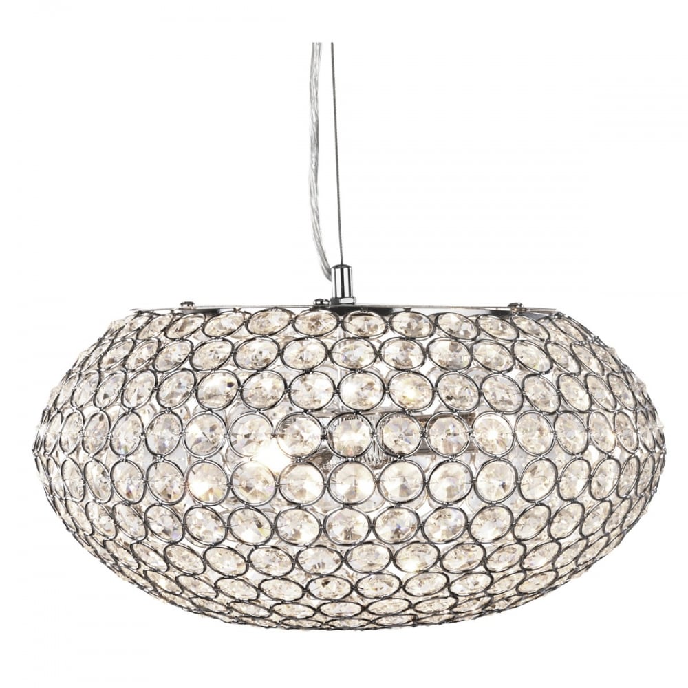 Chantilly 3 Light Oval Ceiling Pendant With Crystal Buttons 7163-3CC
