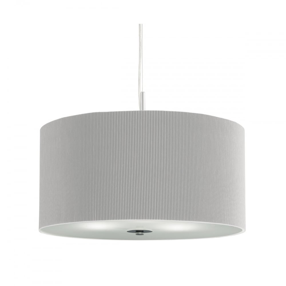 Drum Pleat Ceiling Pendant With Silver Grey Shade And Glass Diffuser 2356-60SI