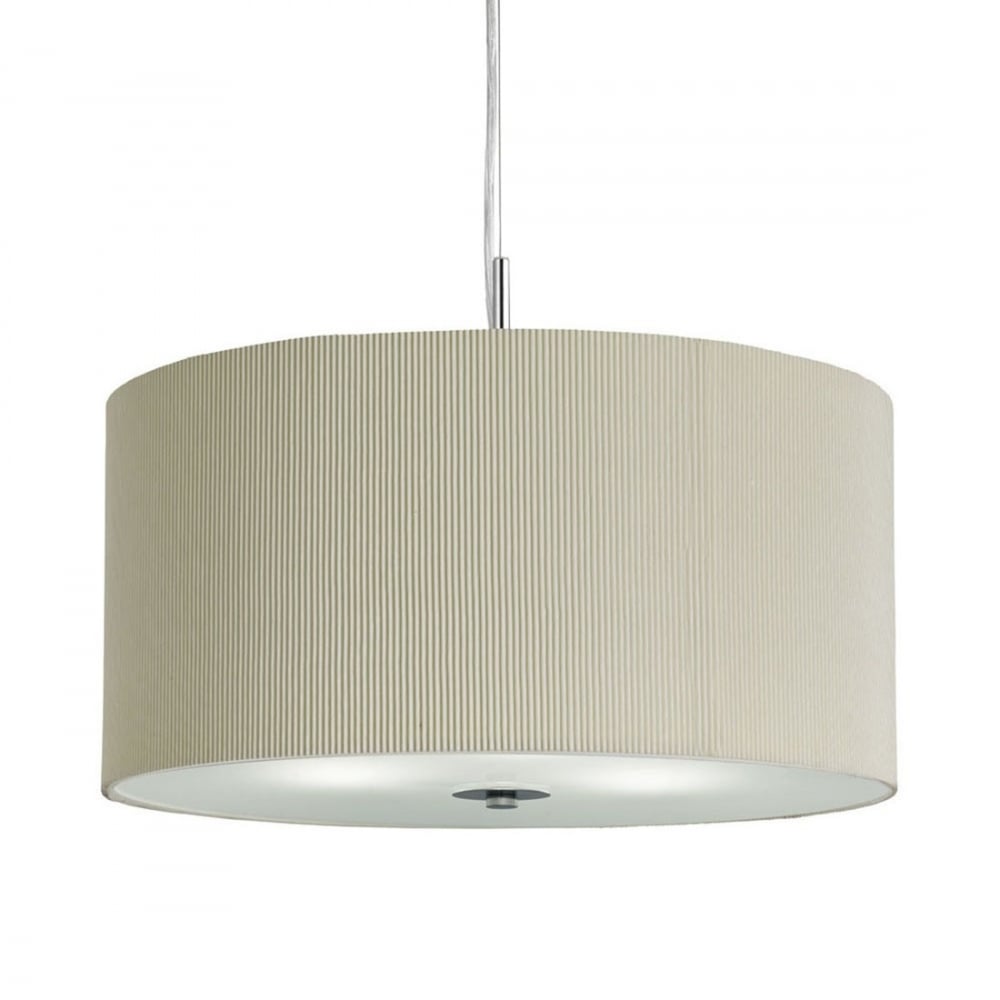 Drum Pleat Ceiling Pendant With Cream Shade And Glass Diffuser 2356-60CR