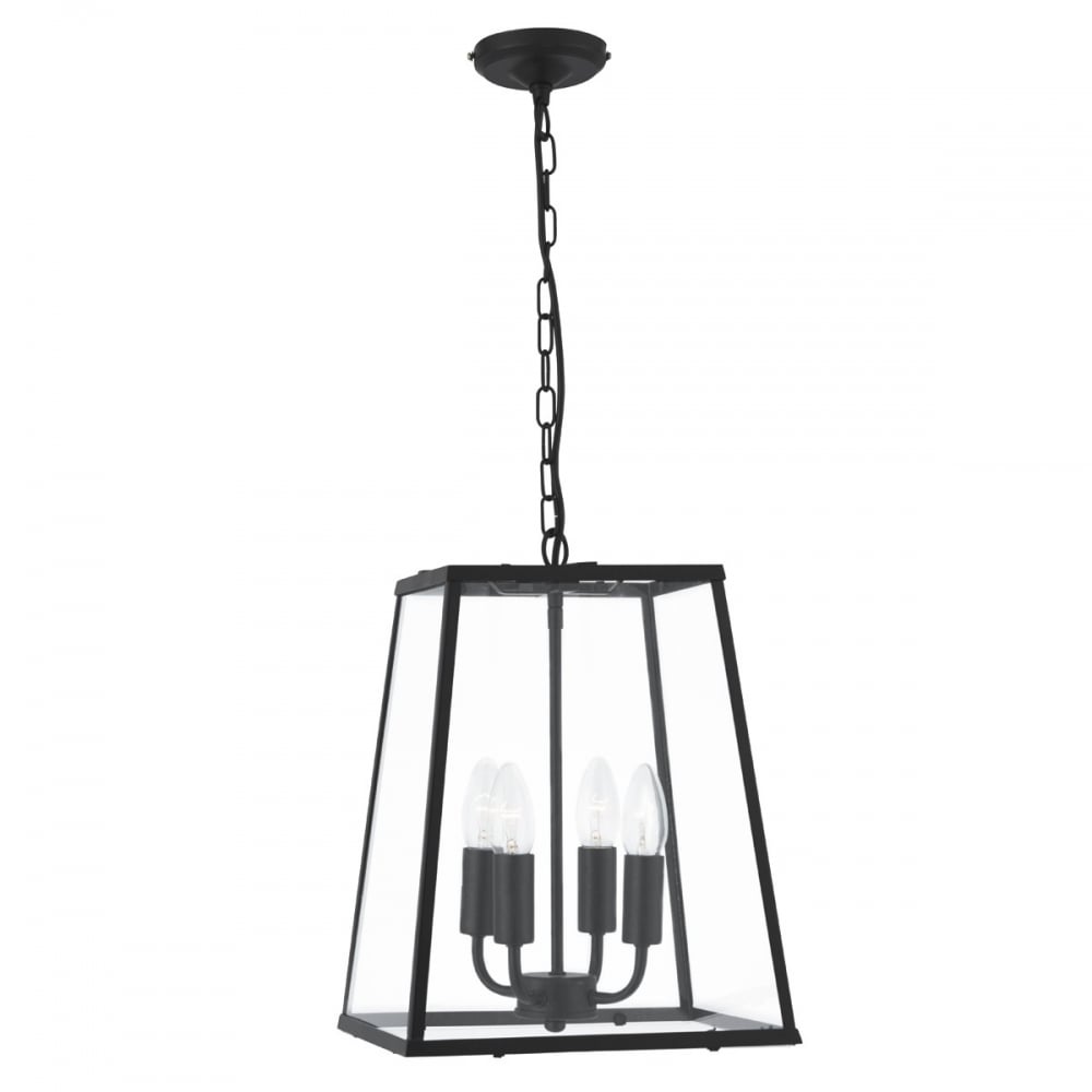 Voyager 4 Light Ceiling Lantern In Matt Black Finish 5614BK