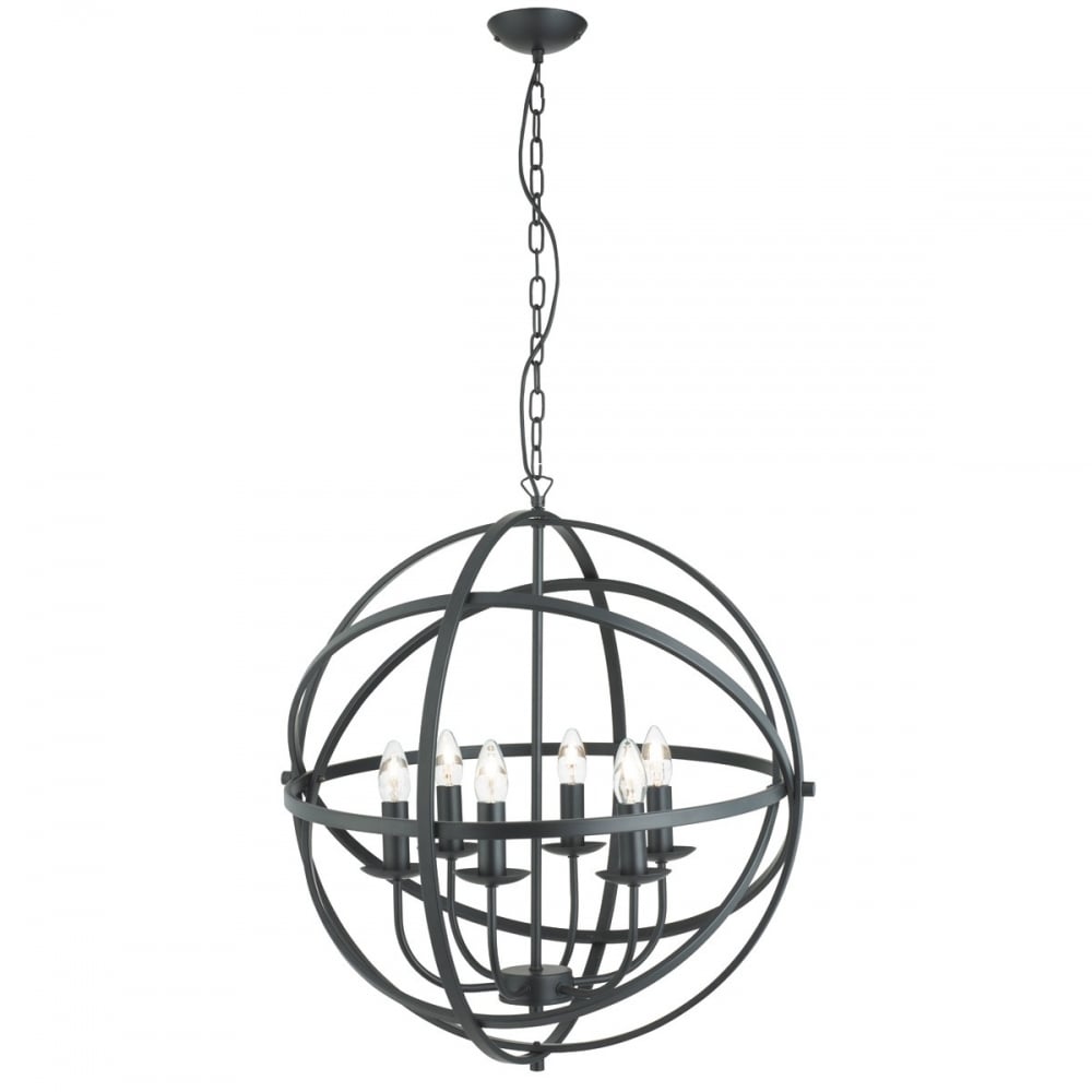 Orbit 6 Light Ceiling Pendant Light In Matt Black Finish 2476-6BK