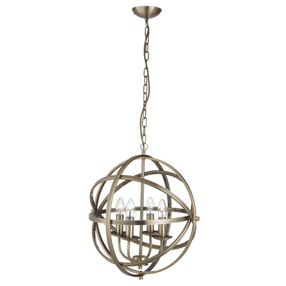 Orbit 4 Light Ceiling Pendant Light In Antique Brass Finish 2474-4AB