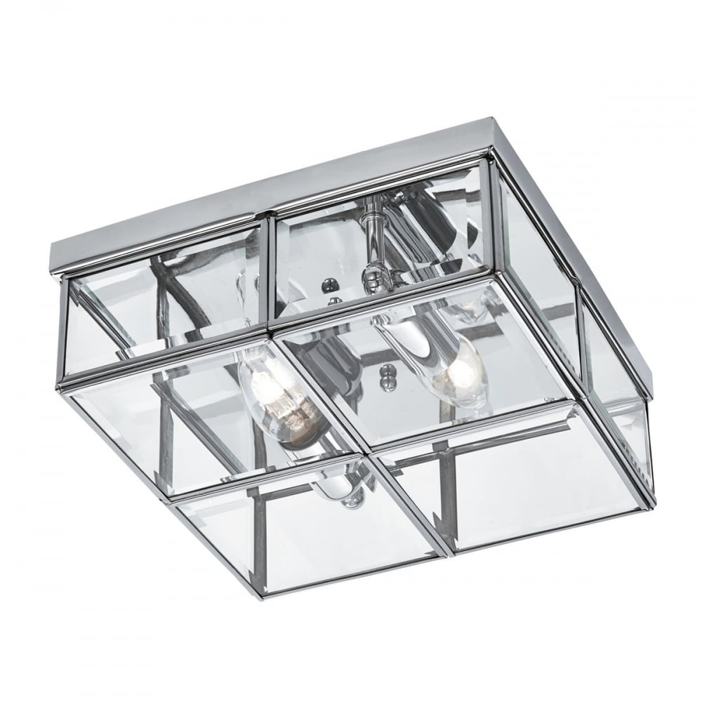 Classic Flush Ceiling Light In Chrome Finish With Bevelled Glass 6769-26CC